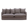 Coastal Gray Linen Upholstered Slipcovered Sofa 83"