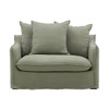 Cloud Green Linen Upholstered Slipcovered Chair 51"