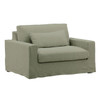 Luna Green Linen Slipcovered Track Arm Chair and Half 49"