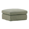 Luna Green Linen Upholstered Slipcover Ottoman 49"