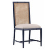Rissani Coastal Modern Woven Cane Back Side Chairs -Blue
