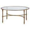 Vitya Gold Leaf Oval Glass Coffee Table