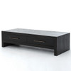 Suki Burnished Black Reclaimed Pine Wood Coffee Table with Drawers