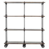 Industrial Loft Weathered Wood 4 Shelf Rolling Bookcase