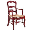 French Country Mahogany Ladderback Crimson Arm Chair