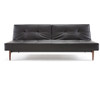 Splitback Black Leather Convertible Sofa Bed