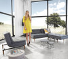 Dublexo Upholstered Convertible Grey Sofa Bed in Modern Living Room Design