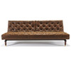 Oldschool Vintage Leather Chesterfield Sofa Bed-Retro Legs