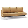 Sly Deluxe Q Full Size Leather convertible sofa sleeper Camel Leather in Chrome legs