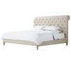 Chesterfield Tufted Linen Upholstered King Platform Bed Sale