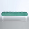 Stella Turquoise Velvet Upholstered Lucite Bed Benches