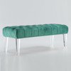 Stella Turquoise Velvet Upholstered Lucite Bench