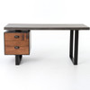 Clapton Industrial Concrete + Wood Desk with File Drawer