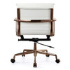 White Italian Leather + Gold M346 white modern office chair