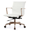 White Italian Leather + Gold M346 Modern Office Chairs