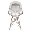 Rose Gold Wire + White Leather M245 Modern Wire Chairs