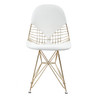 Gold Wire + White Leather M245 Modern Wire Chair