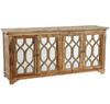 French Lattice Reclaimed Wood 4 Door Mirrored Sideboard