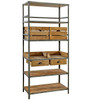 Breeland Industrial Metal + Wood Bookcase with Storage Bins