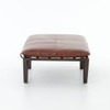 Darrow Tan Leather Ottoman with Geometric Metal Legs