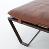 Darrow Tan Leather Ottoman with Geometric Metal Legs