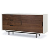 Mid-Century Modern Console Cabinet With Sliding Door - White + Walnut