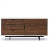 Mid-Century Modern Chest With Sliding Door - White + Walnut