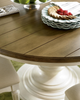 Country-Chic Maple Wood White Round Expendable Pedestal Kitchen Table Top
