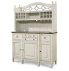 Country-Chic Maple Wood White Kitchen white buffet and hutch
