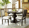 Country-Chic Maple Wood Round Extending Pedestal Dining Table - Black