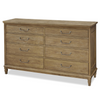 French Modern Hickory Wood 8 Drawer Double Dresser