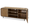 French Modern Industrial Wood + Metal Media Console