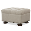 Maxwell Linen Upholstered Tufted Ottoman with Nailhead Trim