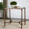 Warring Antiqued Bronze Metal + Glass End Table