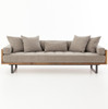 Industrial Lodge Taupe Tufted Cushion Wood Frame Sofa