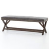 French Modern X-Base Leather Bed End Bench