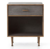 Hollywood Modern Shagreen Bedside Table - Antiqued Brass