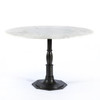 Hervey Modern French White Marble Cast Iron Round Pedestal Dining Table