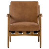 Bryna Rustic Lodge Tan Leather Cushioned Wood Arm Chair