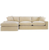 Casual Sand Velvet Upholstered Sectional Sofa - Left Facing