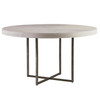 Modern Grey Oak Wood + Bronze Metal Leg Round Dining Table