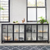 Camila Industrial Black Iron Sideboard with Glass Doors