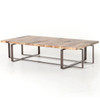 Brant Spalted primavera Wood and Iron Leg Large Coffee Table 65"