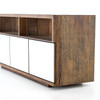 Betty Rustic Wood Media Stand with 3 Mirrored Doors