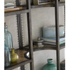 Sojourn French Industrial Upholstered Back Metal Bookcase Etagere