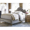 French Country  Arched Gray Velvet Headboard Queen Bed