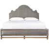 French Country Gray Velvet Arched Headboard Queen Bed