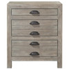 French Printer's Rustic Gray Wood 3-Drawers Nightstand