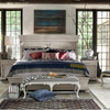 Belgian Style Carved King Panel Bed - Antiqued White