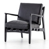 Silas Mid-Century Modern Aged Black Leather Arm Chair